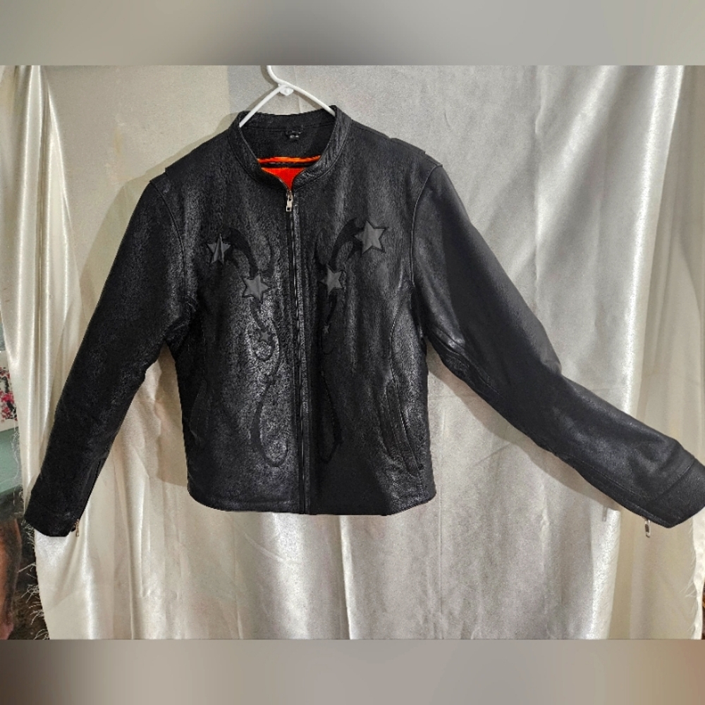 First Classics women's large patite genuine black leather riding jacket